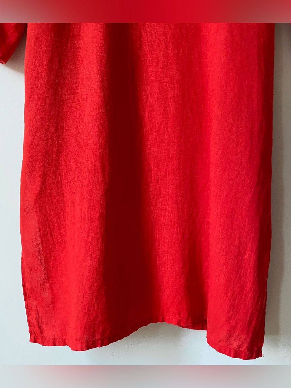 The Drop Fiona Red Linen Midi Shirt Dress Relaxed Button Down Duster Lagenlook M - Picture 13 of 15